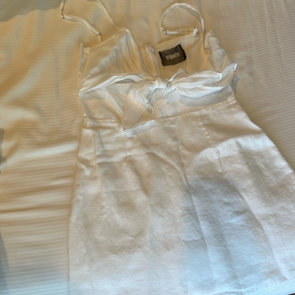 Reformation White Mini Linen Dress - Picture 2 of 4
